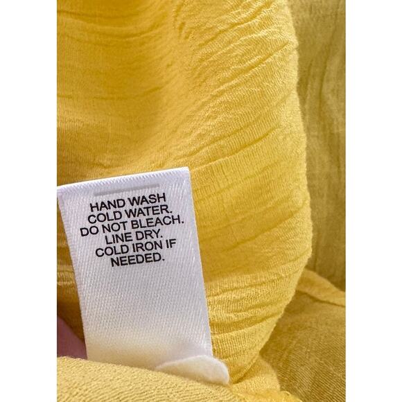 C est 1946 Large Yellow Bell 1/2 Sleeve Round Neck Guazy Top Ryaon Polyester - Picture 5 of 10